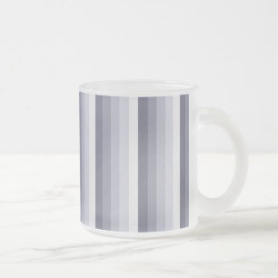 Blue grey shadow stripes frosted glass coffee mug