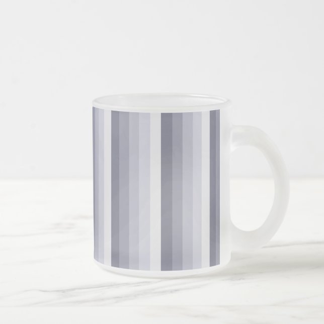 Blue grey shadow stripes frosted glass coffee mug (Right)