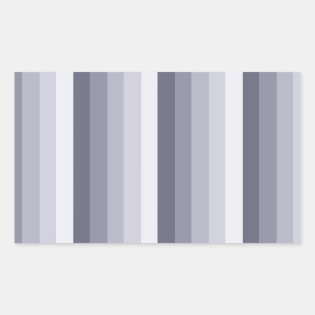 Blue grey shadow stripes rectangular sticker (Front)
