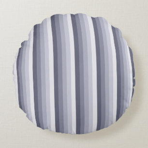 Blue grey shadow stripes round cushion