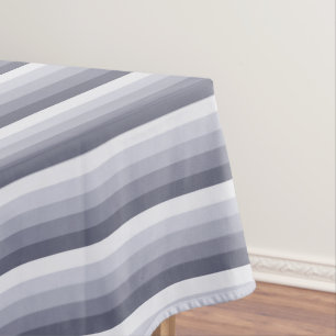 Blue grey shadow stripes tablecloth