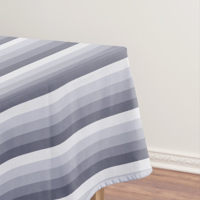 Blue grey shadow stripes tablecloth (In Situ)