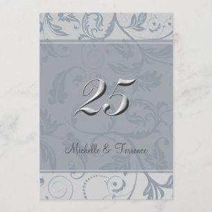 Blue Grey Silver Anniversary Party Invitation