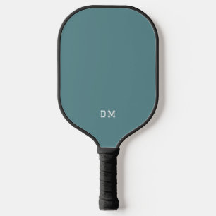 Blue Grey Simple Initials Elegant Modern Pickleball Paddle