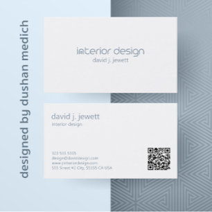 Blue-Grey Simple Interior Design Logo  Business Card