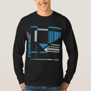 Blue Grey Southwest Art-inspired Geometric Lines T-Shirt