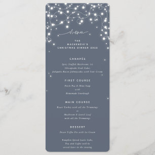 Blue-Grey Sparkling Lights Christmas Flat 4 Course Menu