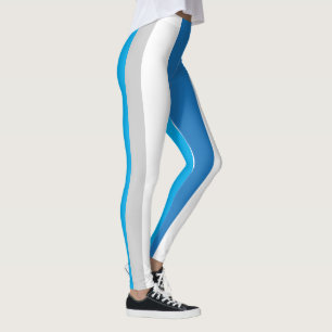 Blue / Grey Striped Leggings 1