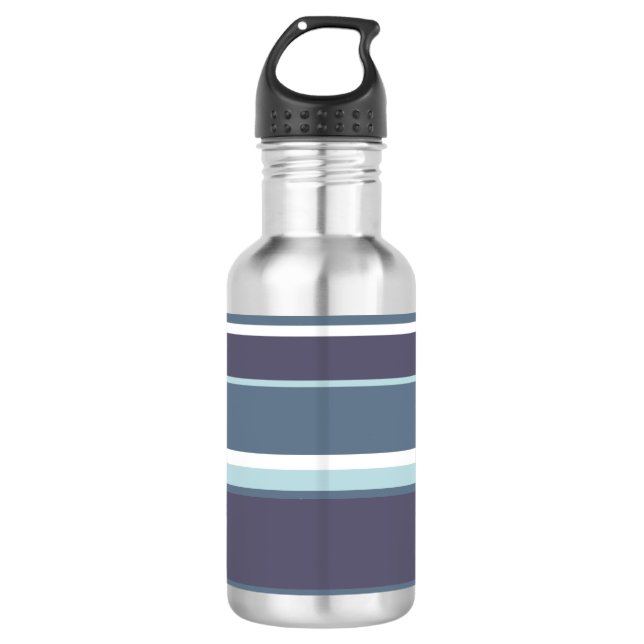 Blue-grey stripes 710 ml water bottle (Front)