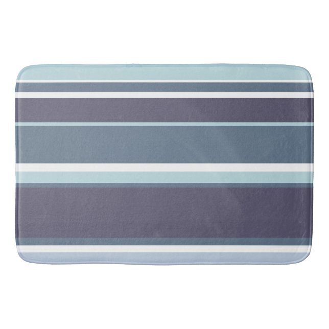 Blue-grey stripes bath mat (Front)