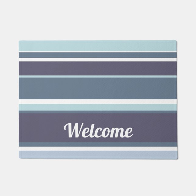 Blue-grey stripes doormat (Front)