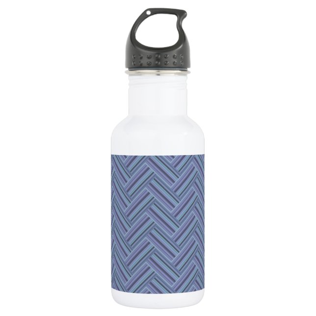 Blue-grey stripes double weave pattern 532 ml water bottle (Front)
