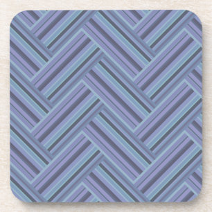 Blue-grey stripes double weave pattern coaster
