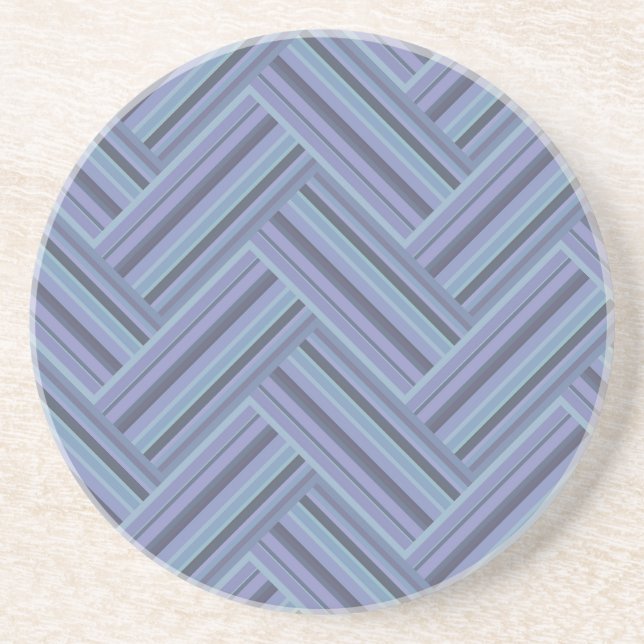 Blue-grey stripes double weave pattern coaster (Front)