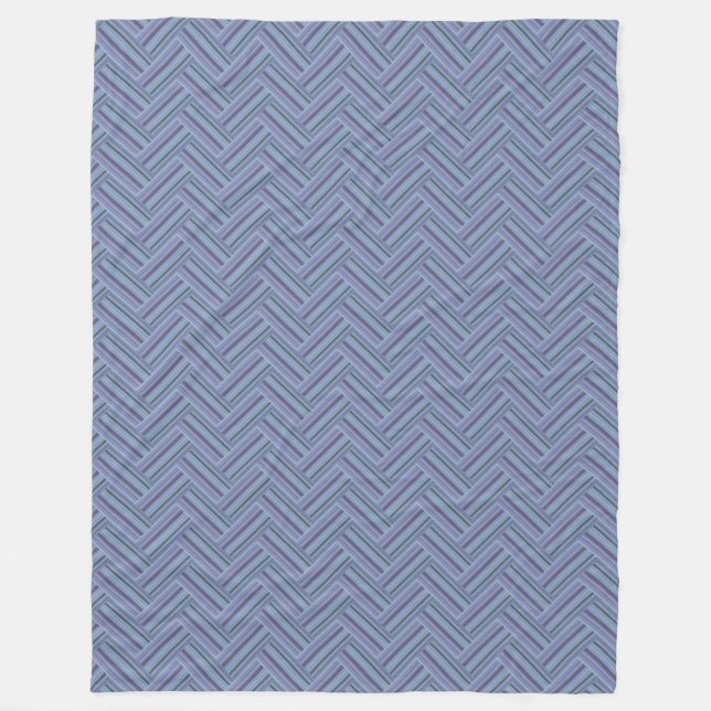 Blue-grey stripes double weave pattern fleece blanket (Front)