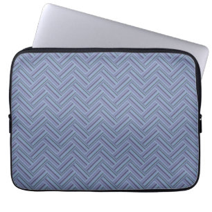 Blue-grey stripes double weave pattern laptop sleeve