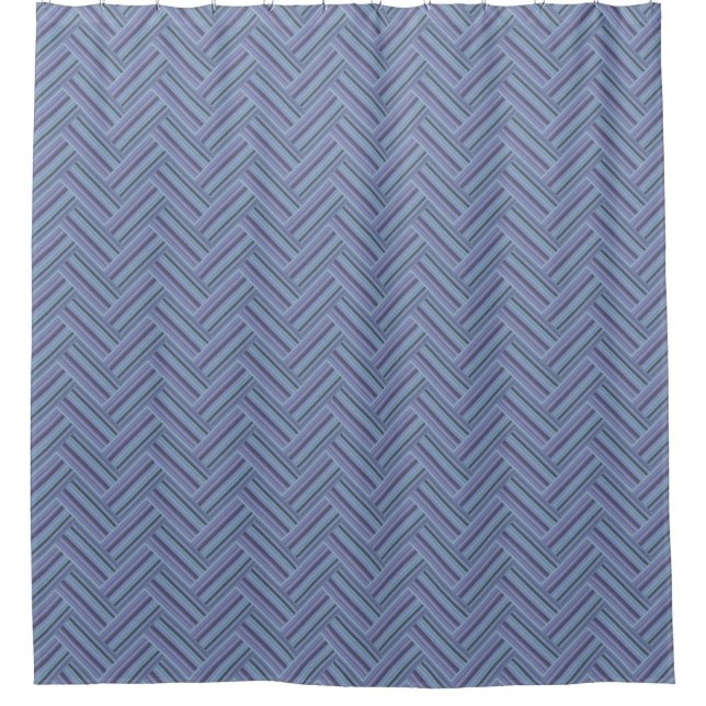 Blue-grey stripes double weave pattern shower curtain (Front)