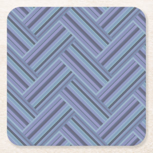 Blue-grey stripes double weave pattern square paper coaster