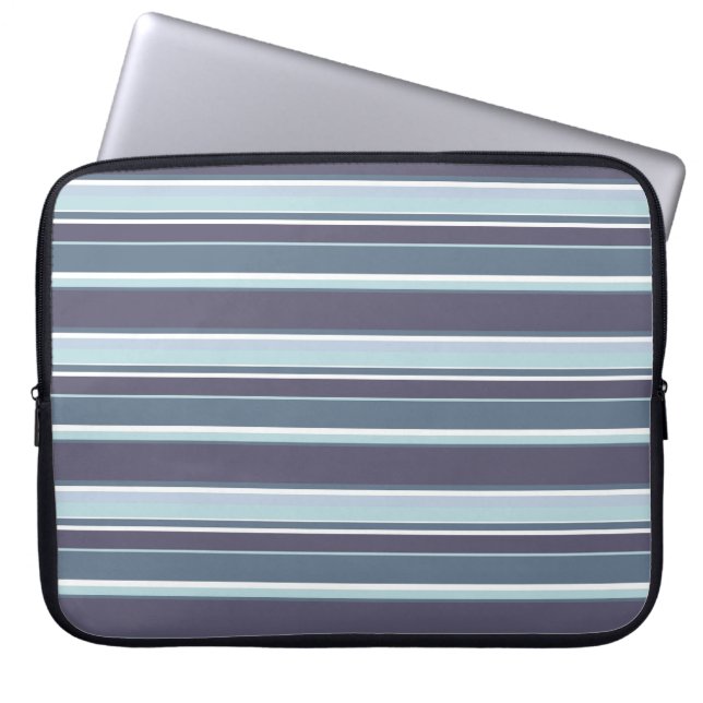 Blue-grey stripes laptop sleeve (Front)