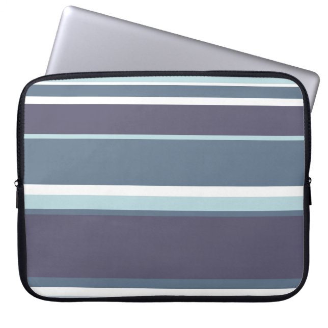 Blue-grey stripes laptop sleeve (Front)
