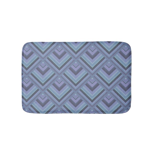 Blue-grey stripes scale pattern bath mat (Front)