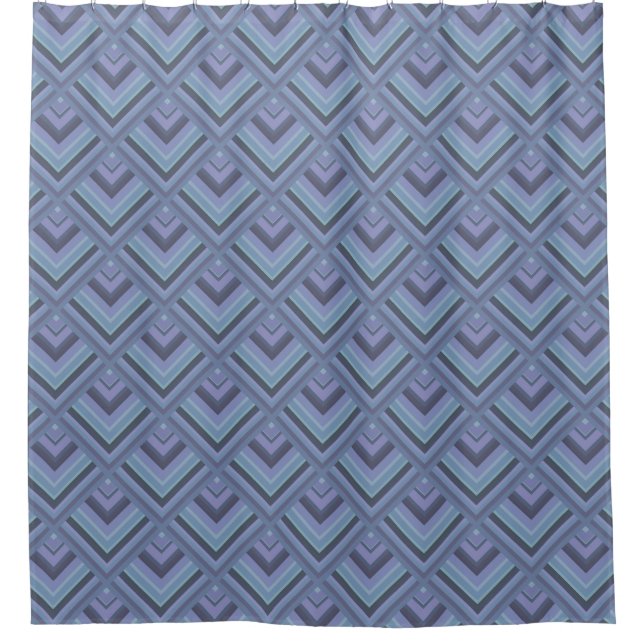 Blue-grey stripes scale pattern shower curtain (Front)