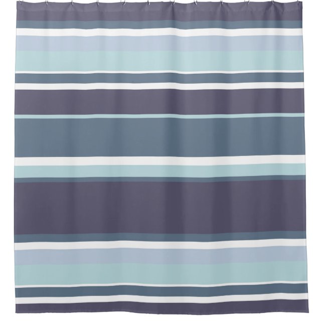 Blue-grey stripes shower curtain (Front)