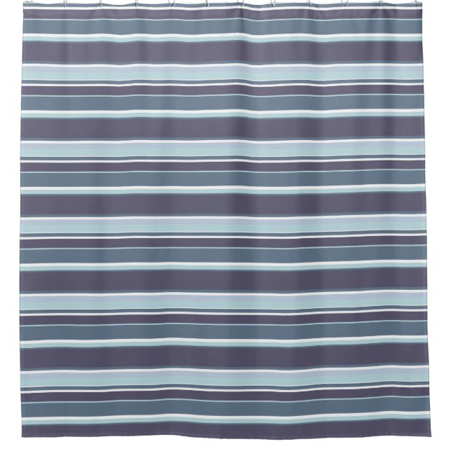 Blue-grey stripes shower curtain (Front)