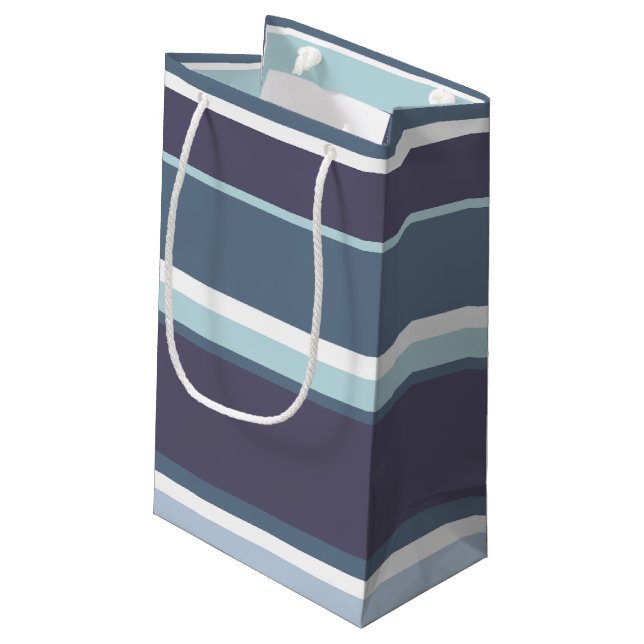 Blue-grey stripes small gift bag (Back Angled)