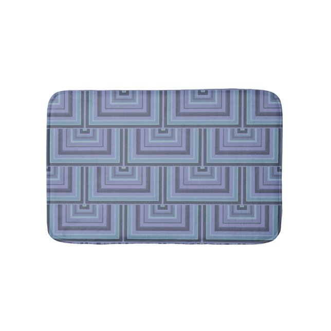 Blue-grey stripes square scales pattern bath mat (Front)