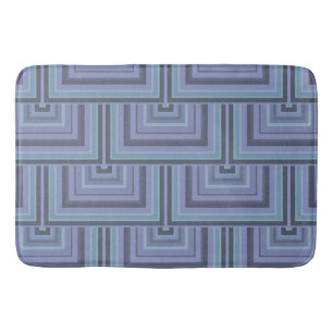 Blue-grey stripes square scales pattern bath mat