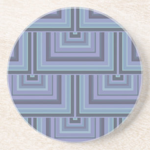 Blue-grey stripes square scales pattern coaster