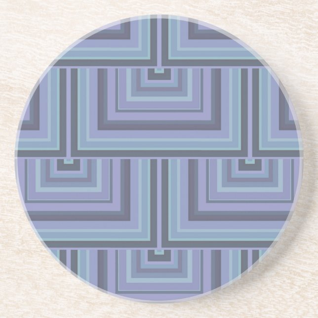 Blue-grey stripes square scales pattern coaster (Front)