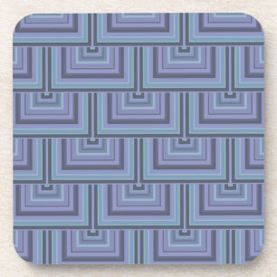 Blue-grey stripes square scales pattern coaster