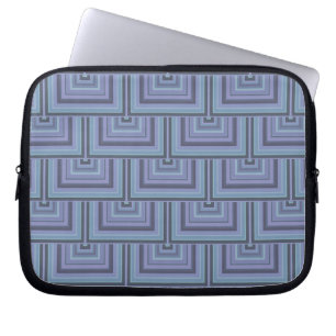 Blue-grey stripes square scales pattern laptop sleeve