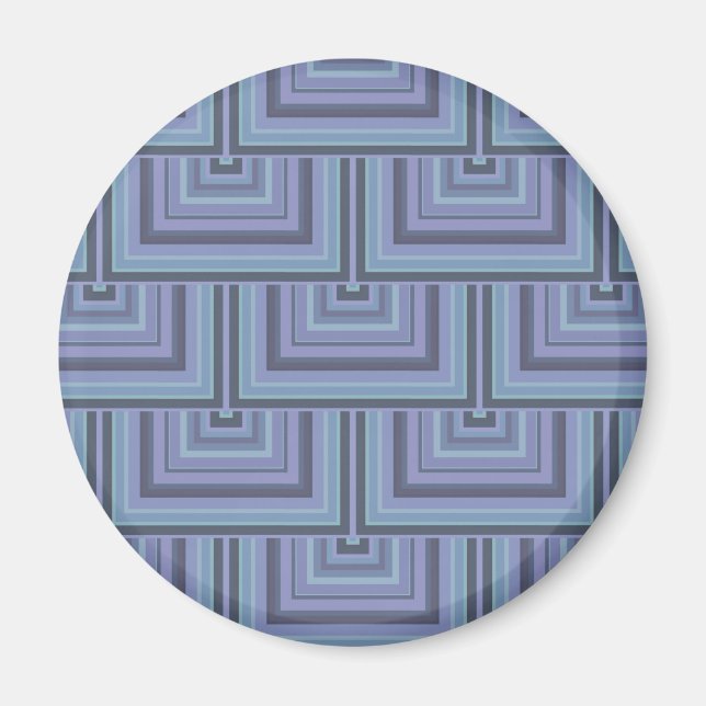 Blue-grey stripes square scales pattern magnet (Front)