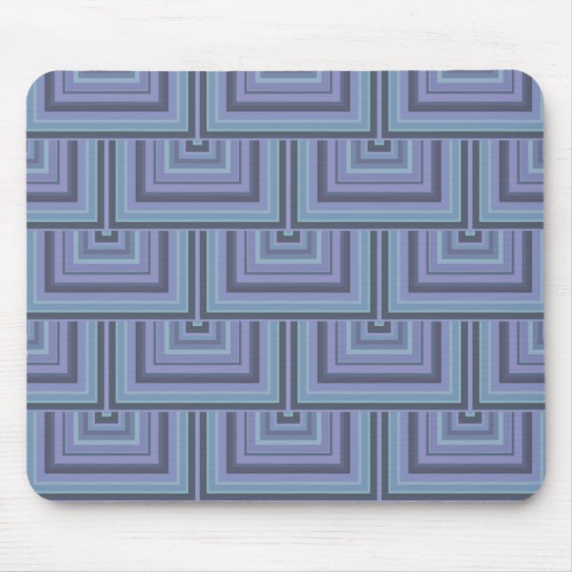 Blue-grey stripes square scales pattern mouse mat (Front)