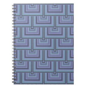 Blue-grey stripes square scales pattern notebook