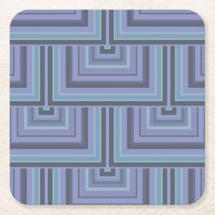 Blue-grey stripes square scales pattern paper coaster