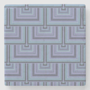 Blue-grey stripes square scales pattern stone coaster