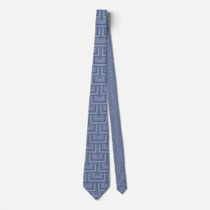 Blue-grey stripes square scales pattern tie