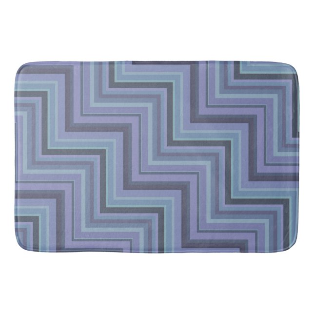 Blue-grey stripes stairs pattern bath mat (Front)