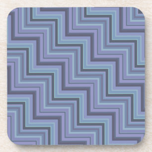 Blue-grey stripes stairs pattern coaster