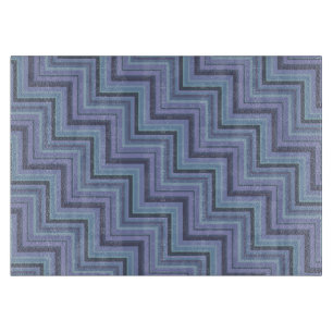 Blue-grey stripes stairs pattern cutting board