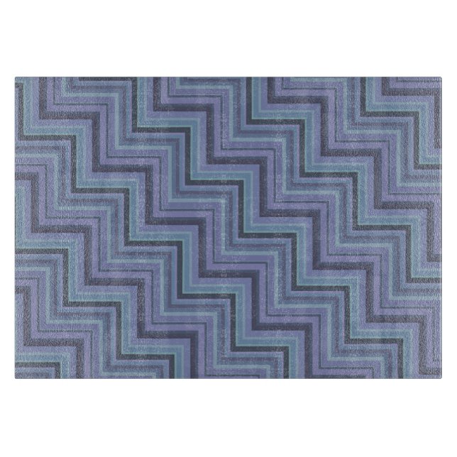 Blue-grey stripes stairs pattern cutting board (Front)