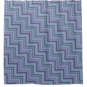 Blue-grey stripes stairs pattern shower curtain