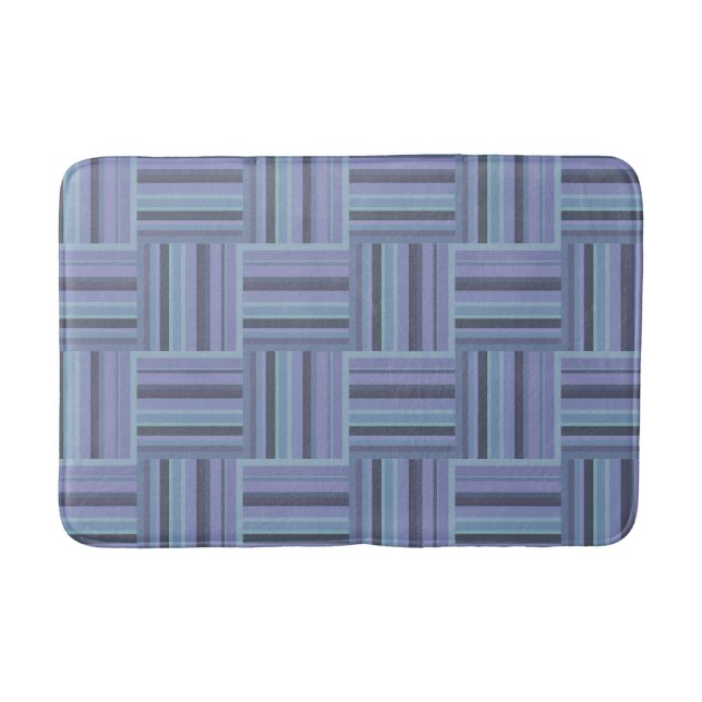 Blue-grey stripes weave pattern bath mat (Front)