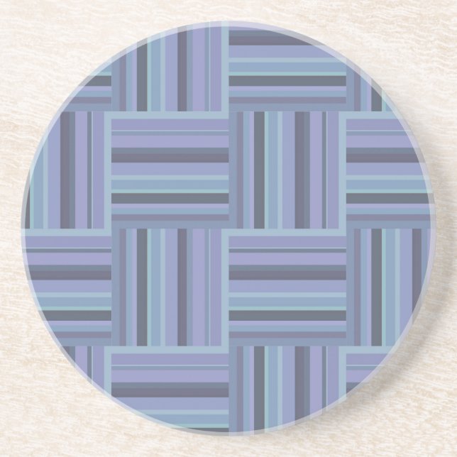 Blue-grey stripes weave pattern coaster (Front)