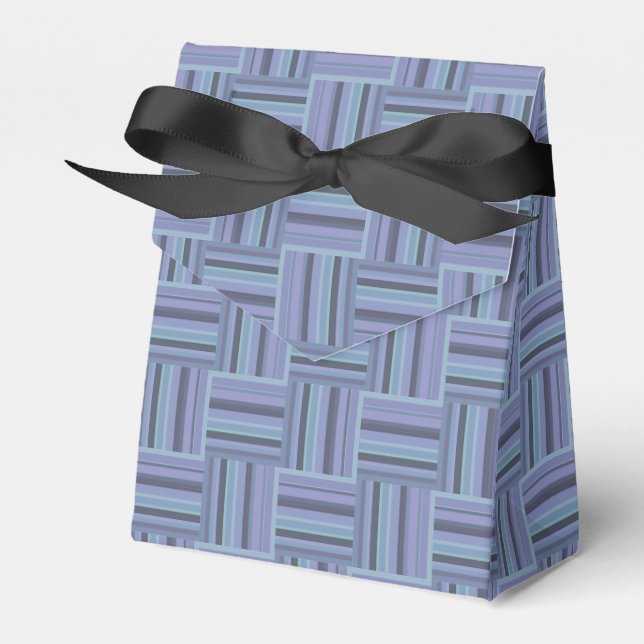 Blue-grey stripes weave pattern favour box (Front Side)