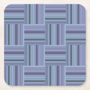 Blue-grey stripes weave pattern square paper coaster